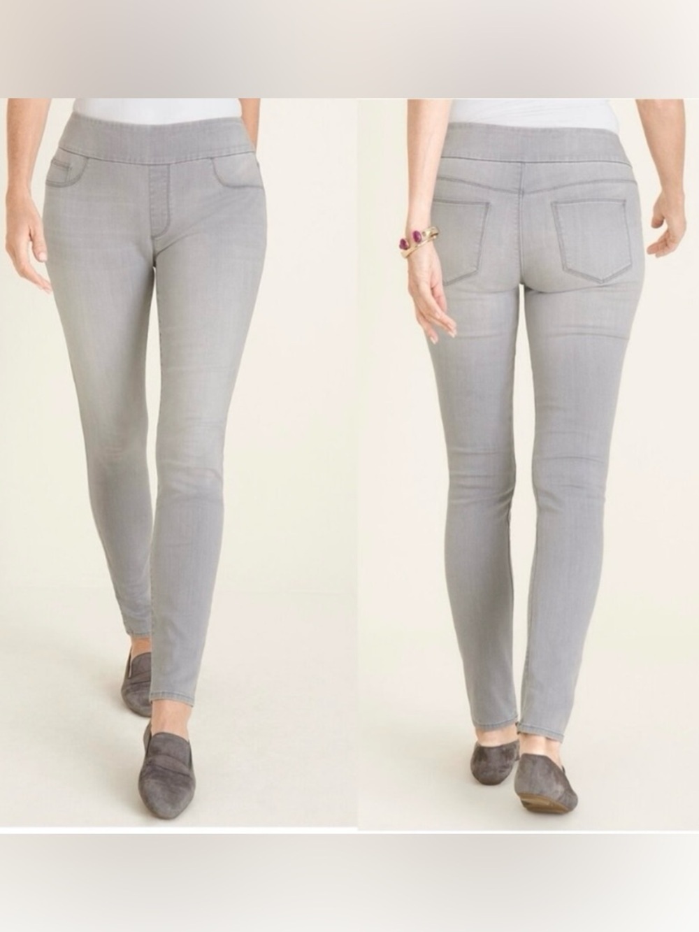 Chico's Pull on Jeggings Pants Women’s XS/2 Gray Denim Classic Casual Stretch